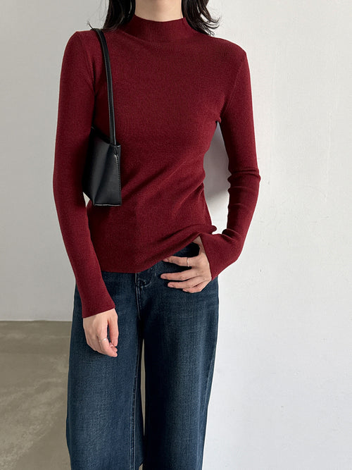 Damen-Strickpullover mit Stehkragen und langen Ärmeln