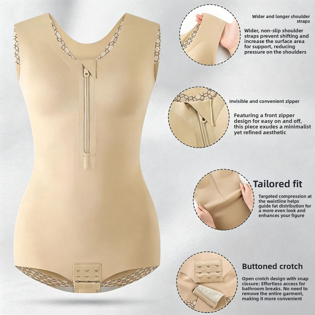 Damen-Shapewear-Body mit Brustpolstern und Frontreißverschluss