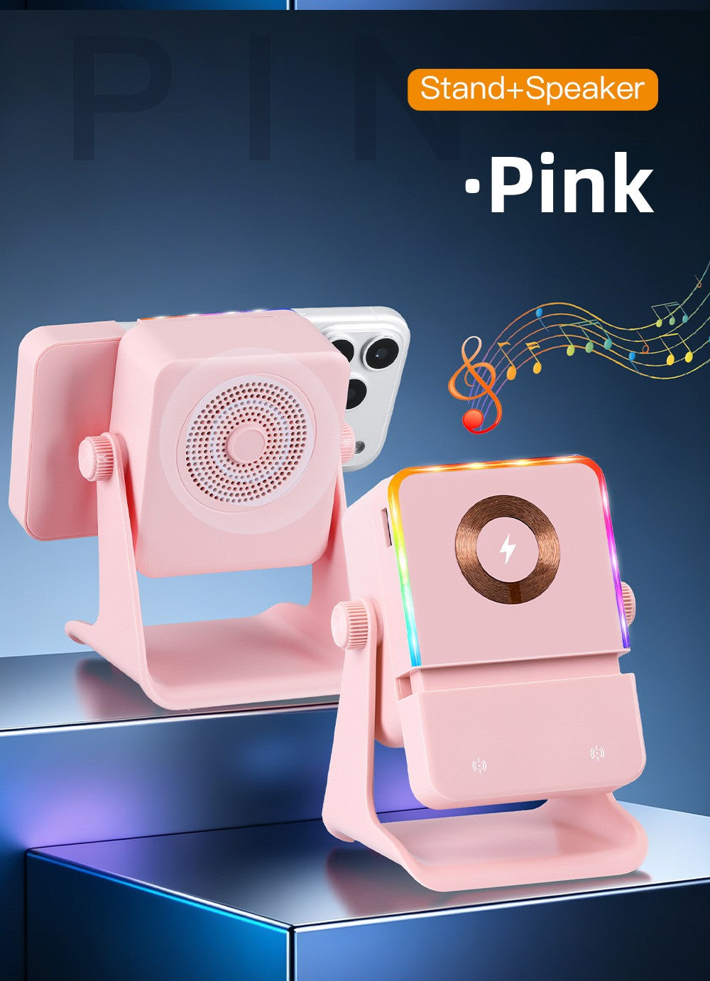 Bluetooth-Lautsprecher mit magnetischer kabelloser Ladefunktion und RGB-Licht
