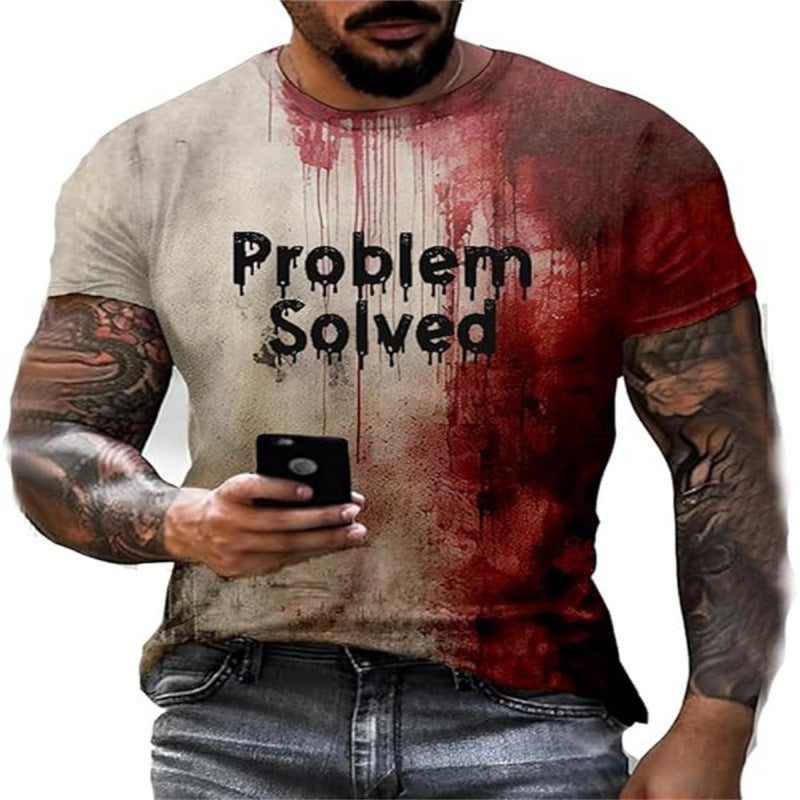 Herren-T-Shirt mit kurzen Ärmeln und 3D-Print