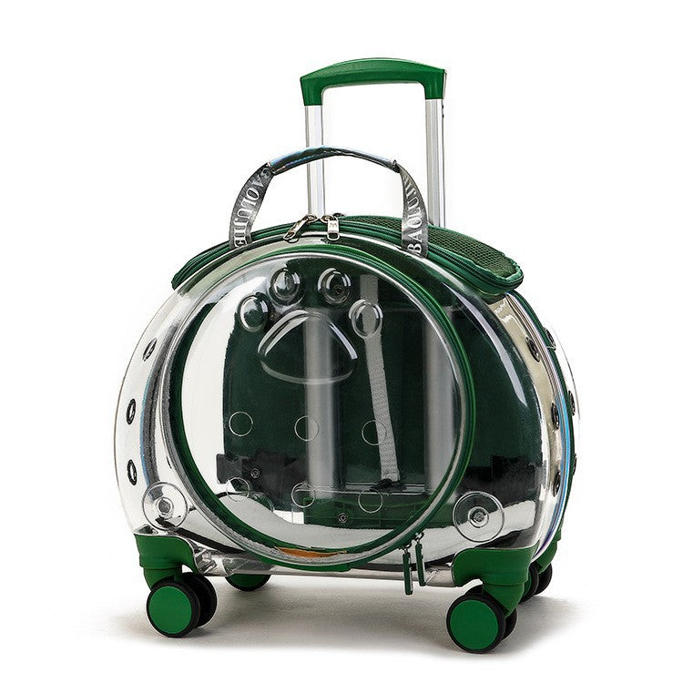 Transparente Transportbox für Haustiere mit Rollen