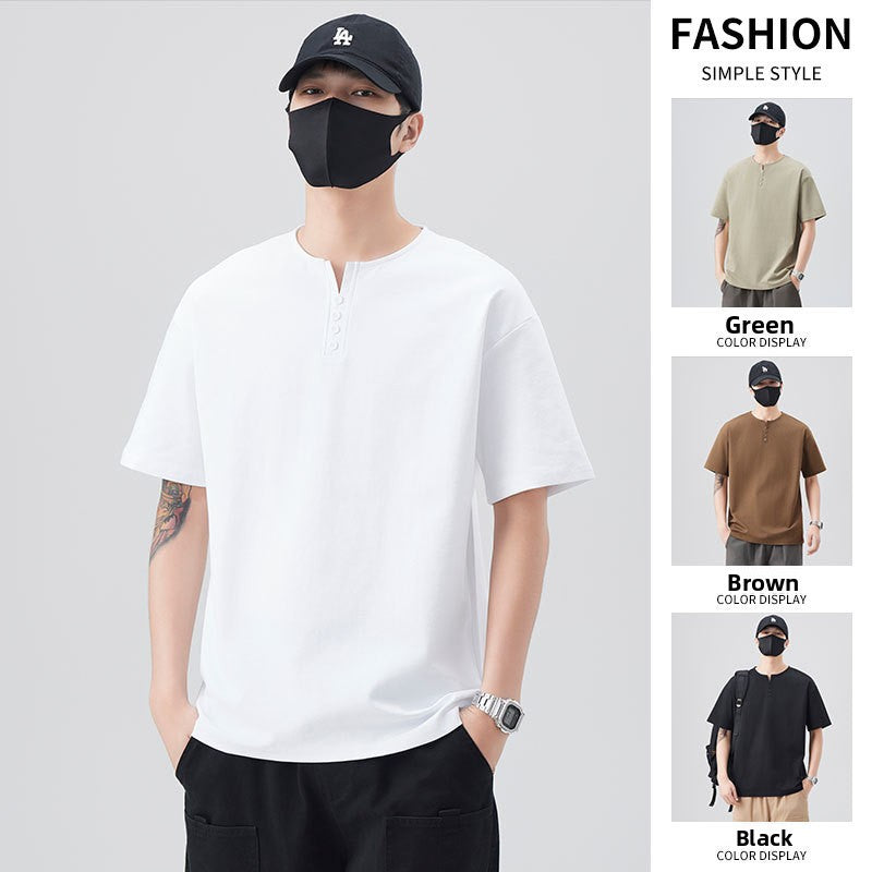 Locker geschnittenes Herren-Henley-Shirt im Retro-Stil