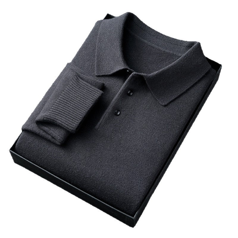 Herren-Pullover aus Wollmischung mit Umlegekragen