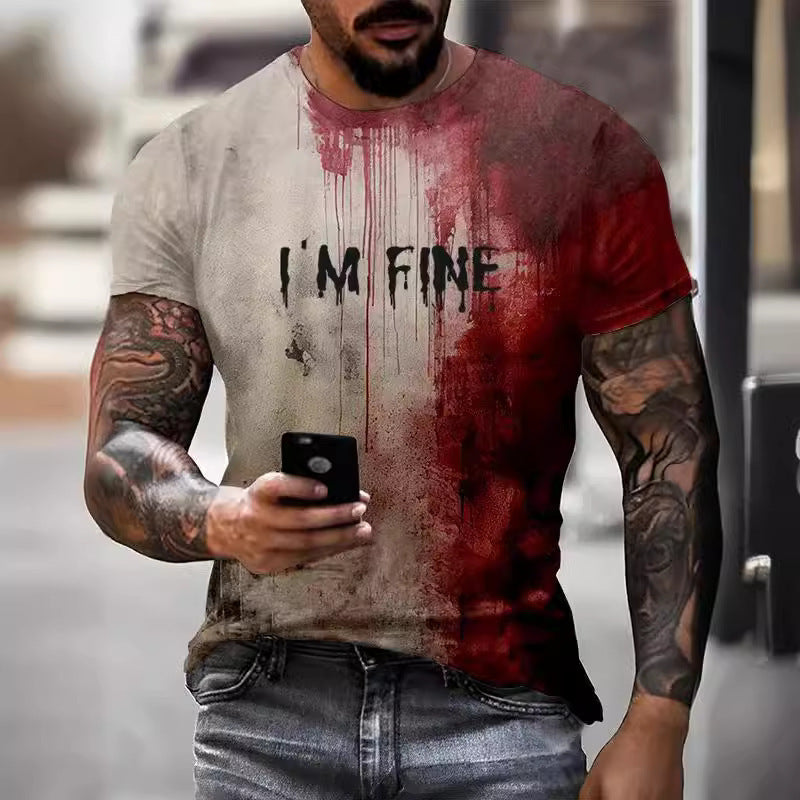 Men's 3D Digital Print Short Sleeve T-Shirt Summer Casual Streetwear