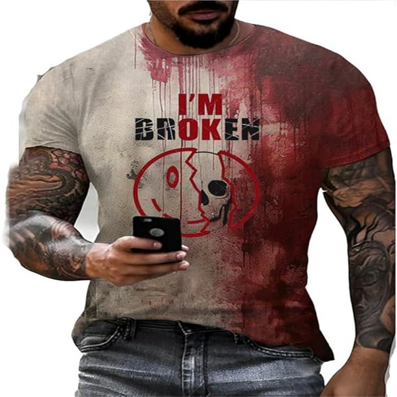 Herren-T-Shirt mit kurzen Ärmeln und 3D-Print