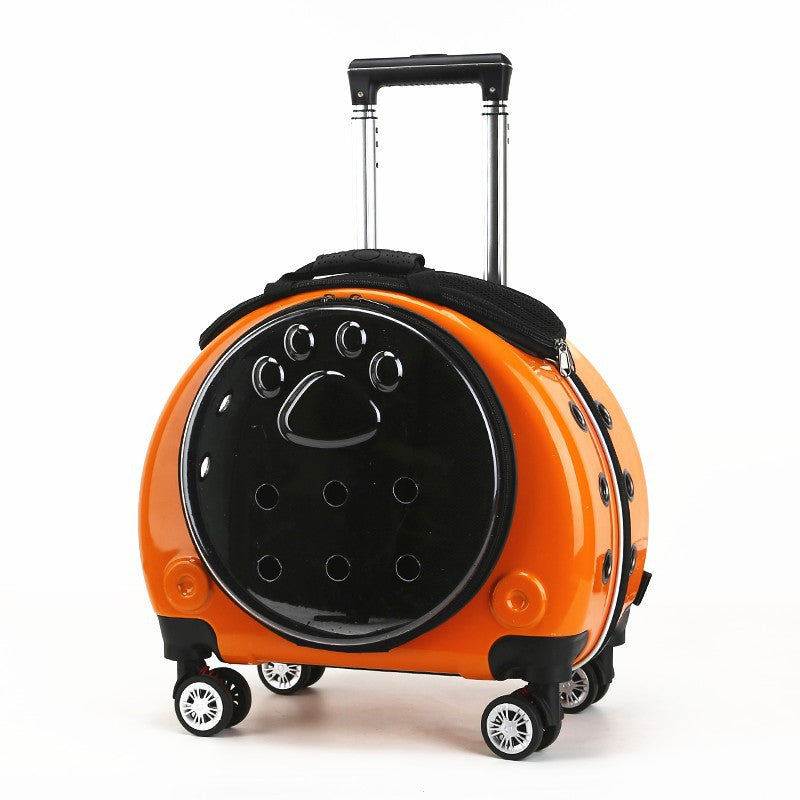 Transparente Transportbox für Haustiere mit Rollen