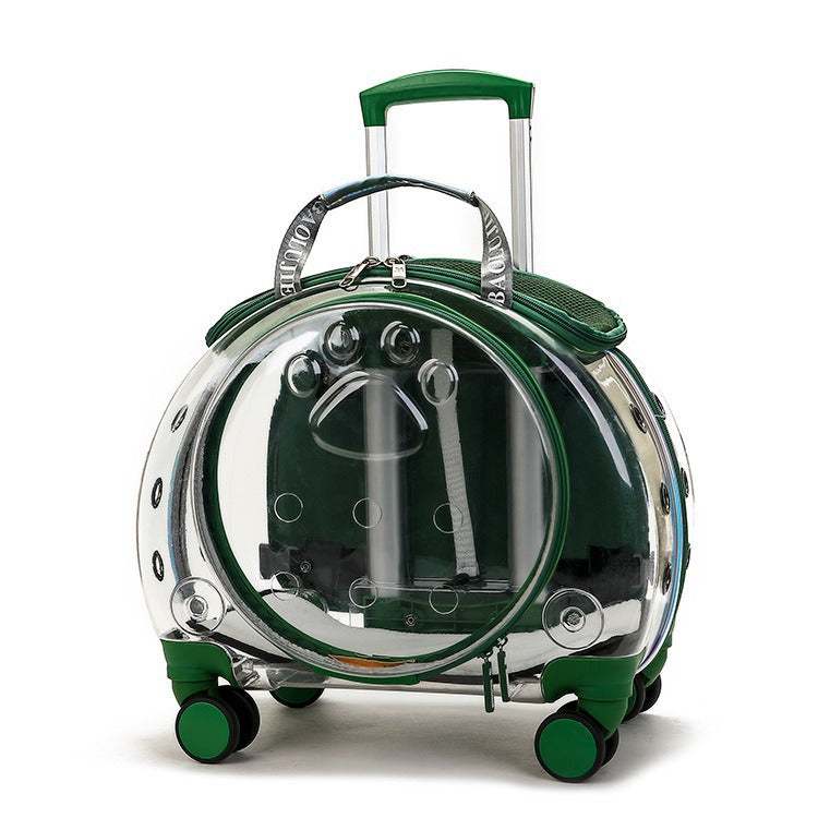 Transparent Pet Travel Carrier with Wheels