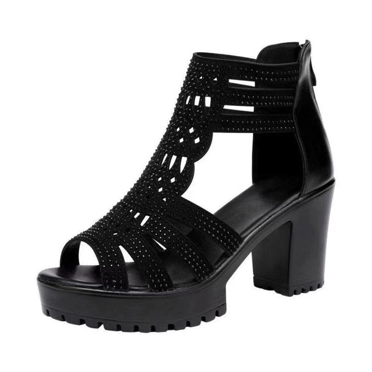 Women's Soft Sole Solid Color High Heel Sandals