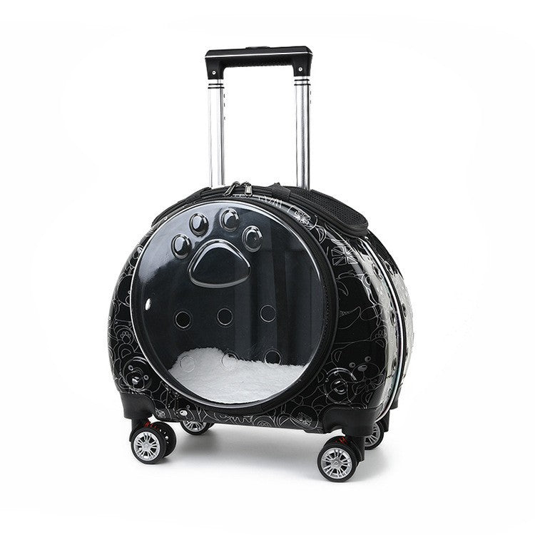 Transparente Transportbox für Haustiere mit Rollen