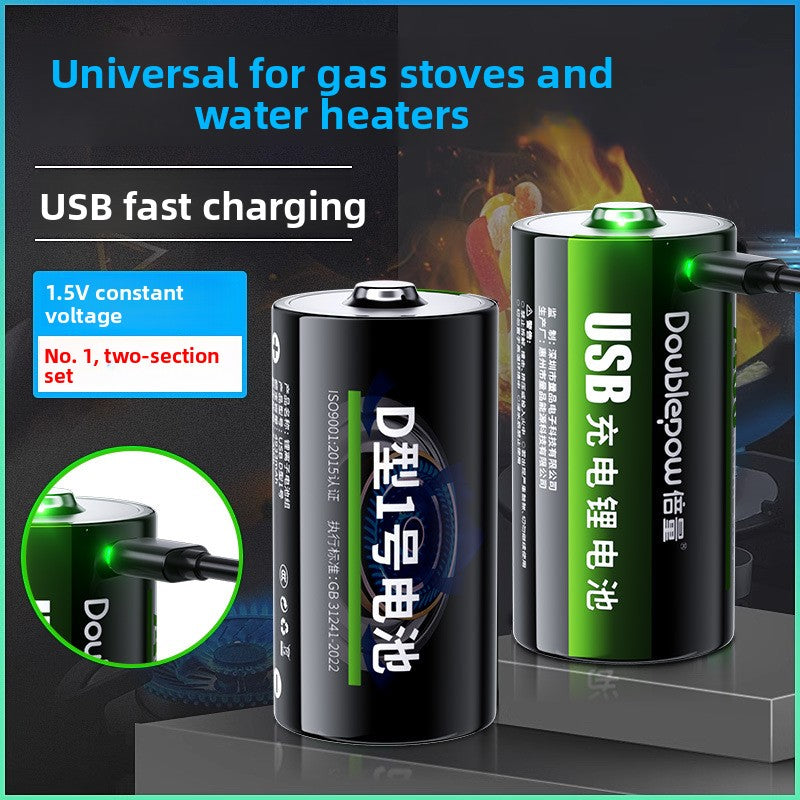 Wiederaufladbare D-Batterie mit 1,5 V und USB-C-Anschluss