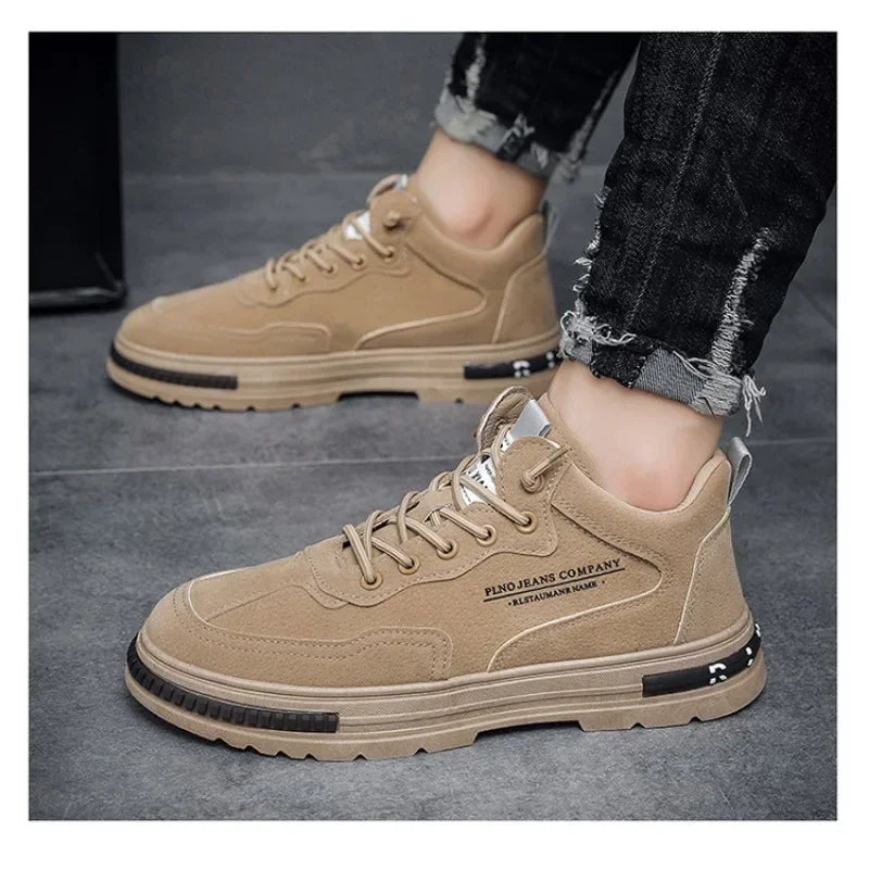 Herren-Sneaker mit Schnürung – Schwarz & Khaki