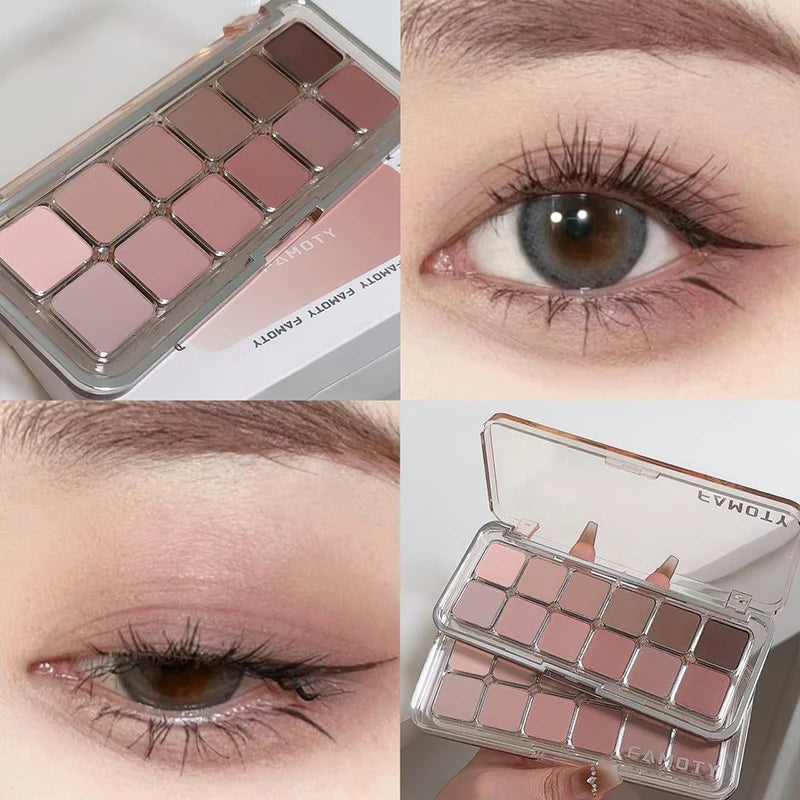 Lidschattenpalette mit 12 Farben – Matte und schimmernde Nuancen