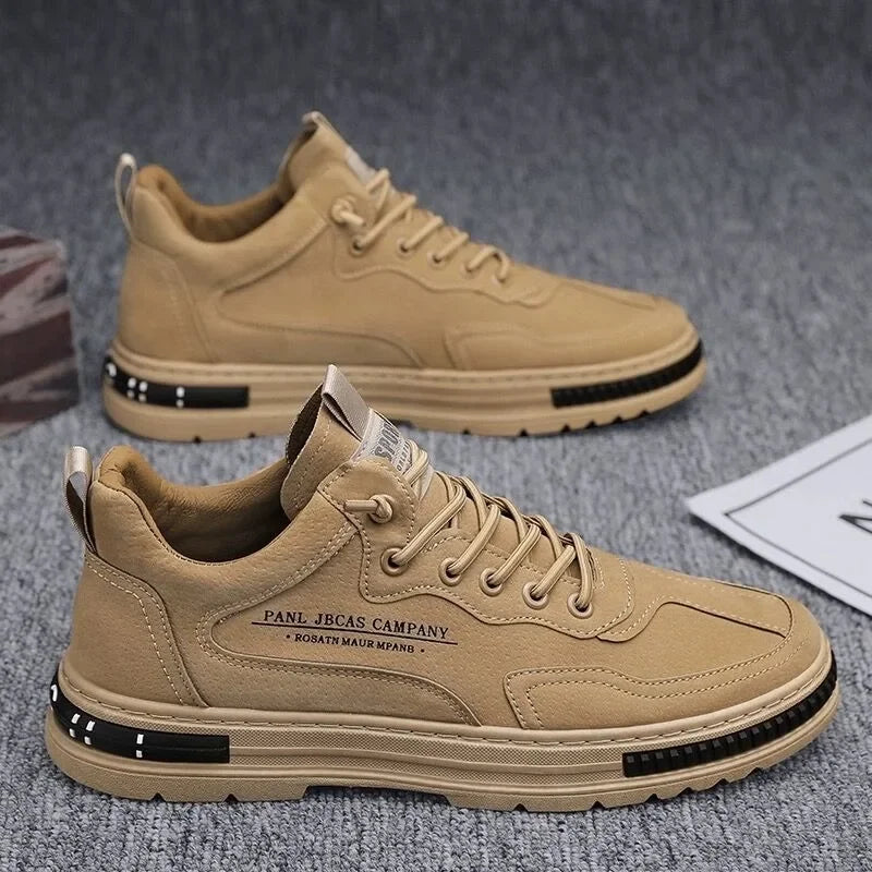 Herren-Sneaker mit Schnürung – Schwarz & Khaki