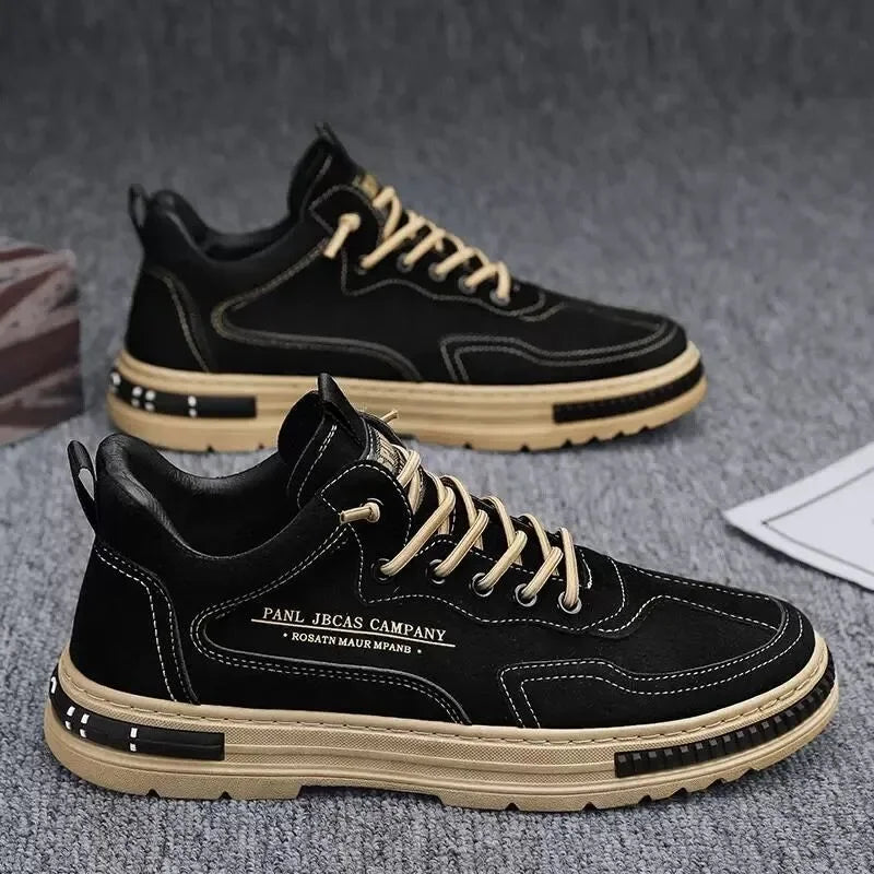 Herren-Sneaker mit Schnürung – Schwarz & Khaki