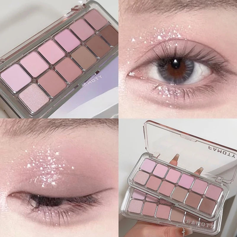 Lidschattenpalette mit 12 Farben – Matte und schimmernde Nuancen