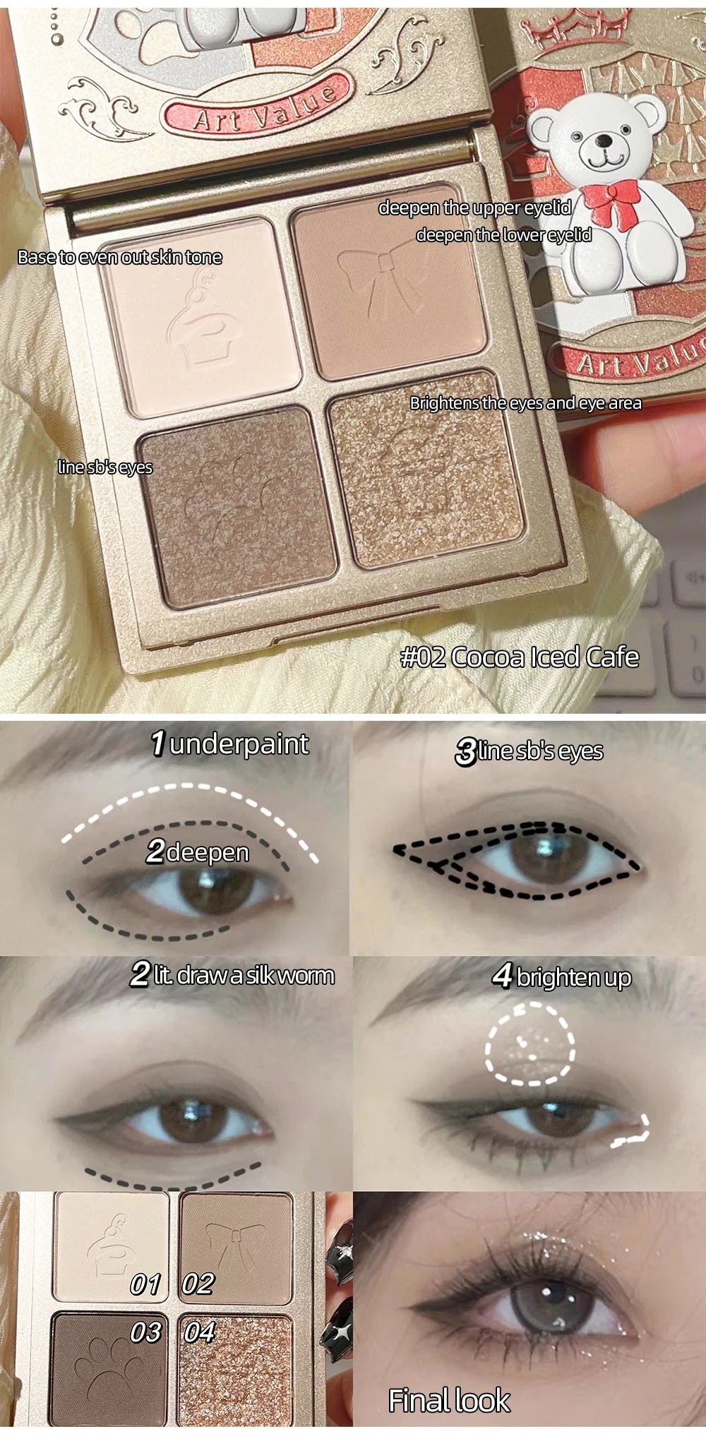QiBest Lidschattenpalette mit 4 Farben – Modell A16