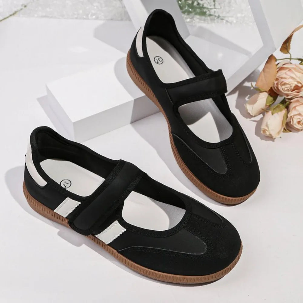 Damen-Freizeitschuhe mit Klettverschluss – Schwarz, Weiß & Rot
