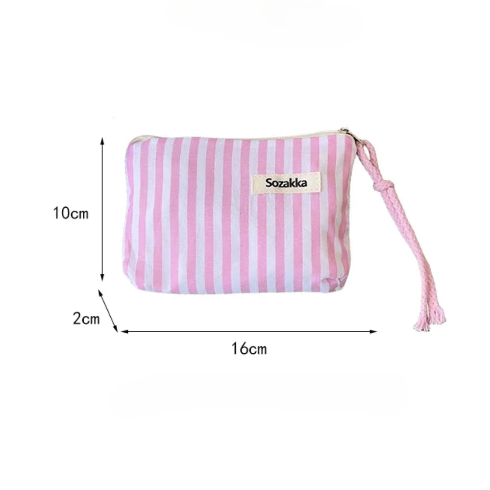 Kleine gestreifte Kosmetiktasche für Make-up und Accessoires