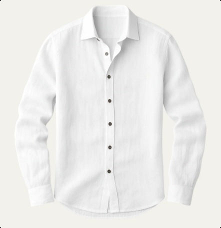 Men's stylish solid-color long-sleeve button-down shirt
