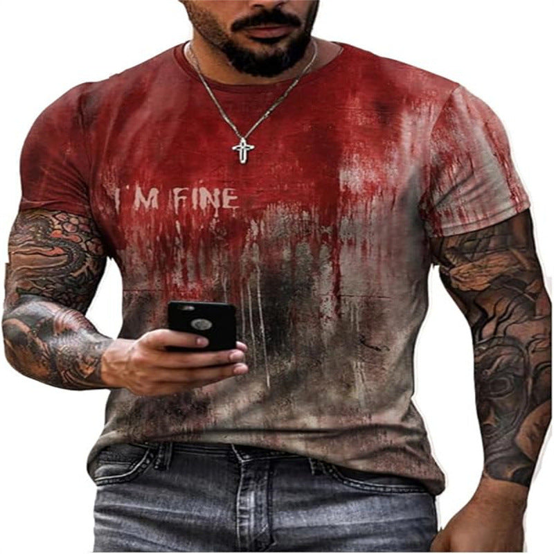 Herren-T-Shirt mit kurzen Ärmeln und 3D-Print