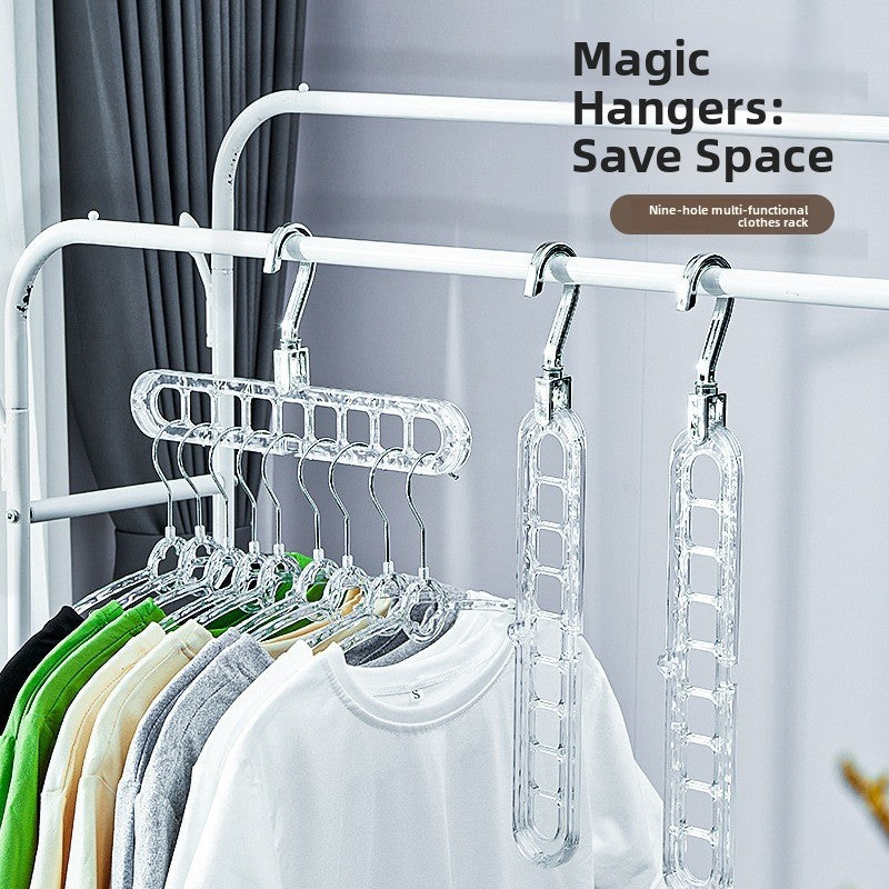 Nine-hole clothes hanger for household use