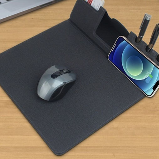 Foldable Wireless Charging Desk Mat with Pen Tray