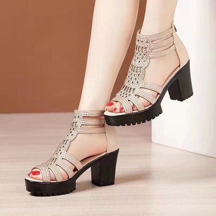 Women's Soft Sole Solid Color High Heel Sandals