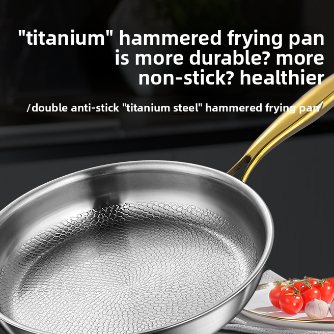 Unbeschichtete Titan-Bratpfanne mit Edelstahlboden