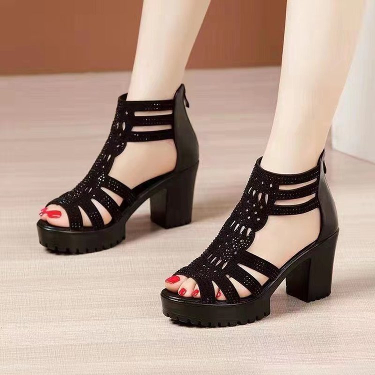 Women's Soft Sole Solid Color High Heel Sandals