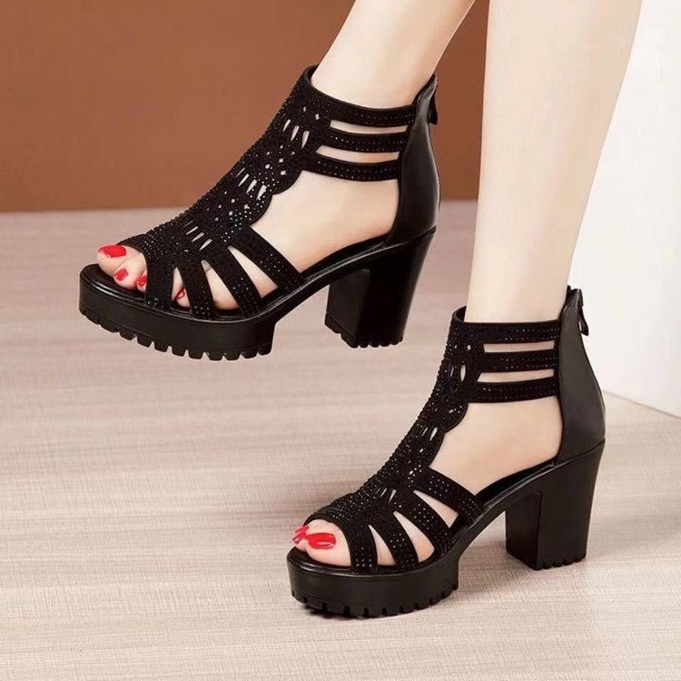 Women's Soft Sole Solid Color High Heel Sandals