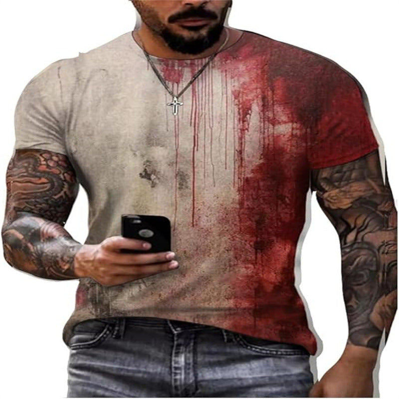 Herren-T-Shirt mit kurzen Ärmeln und 3D-Print