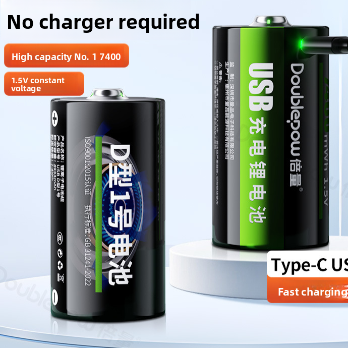 Wiederaufladbare D-Batterie mit 1,5 V und USB-C-Anschluss
