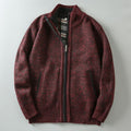 Herren-Strickjacke mit Stehkragen und Fleecefutter